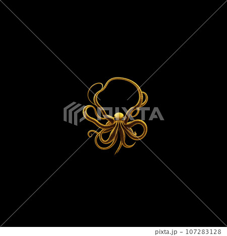 gold octopus logo isolated on black 107283128