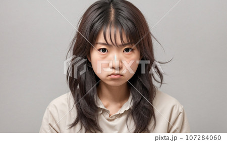 ムスッとして怒る女性 - AI生成画像 ムスッとして怒る女性 - AI生成画像 107284060