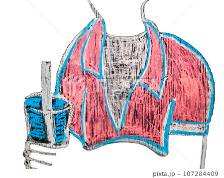 Crayon drawing of a character in a colored shirt with a cocktail in his hand, fine arts, art, creativity on white background, isolated, close up Crayon drawing of a character in a colored shirt with a cocktail in his hand, fine arts, art, creativity on white background, isolated, close up 107284409