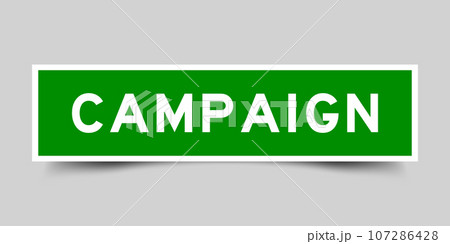 Green color square label sticker with word campaign on gray background 107286428