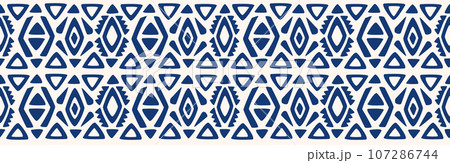 Ethnic abstract ikat art. Seamless pattern in tribal, folk embroidery, and Mexican style. Aztec geometric art ornament print. Design for carpet, wallpaper, clothing, wrapping, fabric, cover, textile. 107286744