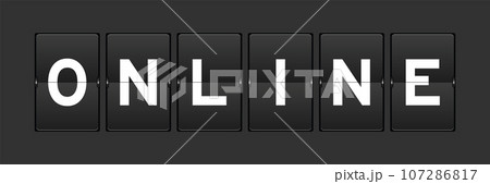 Black color analog flip board with word online on gray background Black color analog flip board with word online on gray background 107286817