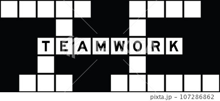 Alphabet letter in word teamwork on crossword puzzle background 107286862