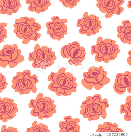 Cute vector pattern with roses on white background. Spring simple flowers pattern. Vector illustration Cute vector pattern with roses on white background. Spring simple flowers pattern. Vector illustration 107286906