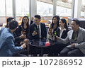 Happiness young bubiness teamwork party activity after work in restaurant. 107286952