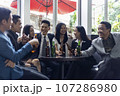 Happiness young bubiness teamwork party activity after work in restaurant. 107286980