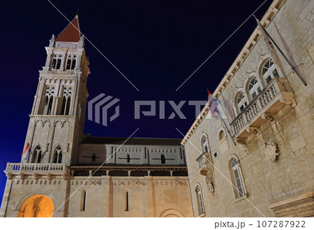 Cathedral of St. Lawrence at dusk in Trogir, Croatia Cathedral of St. Lawrence at dusk in Trogir, Croatia 107287922