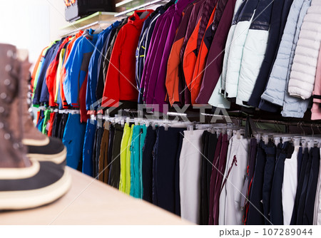 Winter sport clothing in shop 107289044