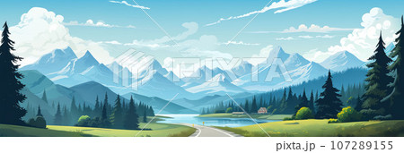 Highway along mountains and forests Highway along mountains and forests 107289155