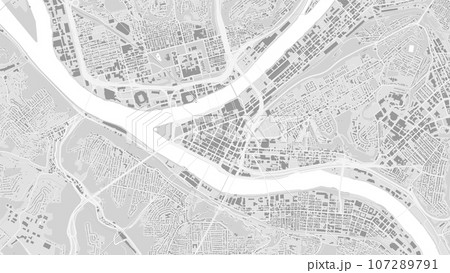 Background Pittsburgh map, Pennsylvania, United States, white and light grey city poster. Vector map with roads and water. Widescreen proportion, flat design roadmap. 107289791