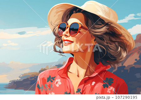 Happy woman 50-60 years old smiling Happy woman 50-60 years old smiling 107290195