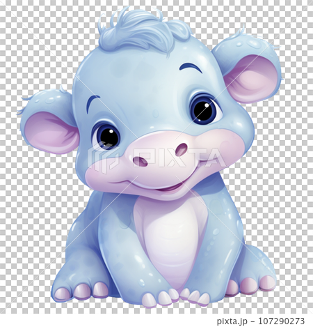 可愛的河馬孩子水彩插圖 107290273