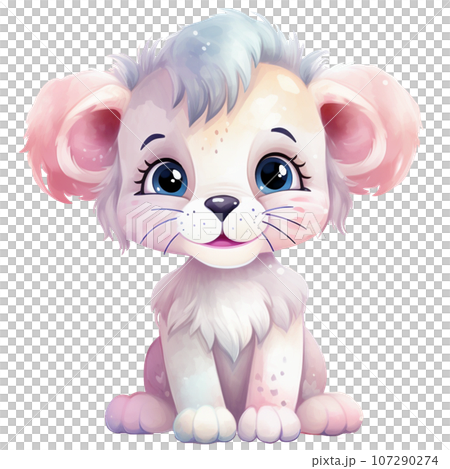 Cute lion cub watercolor illustration Cute lion cub watercolor illustration 107290274