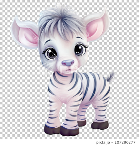 可愛的斑馬孩子水彩插圖 107290277