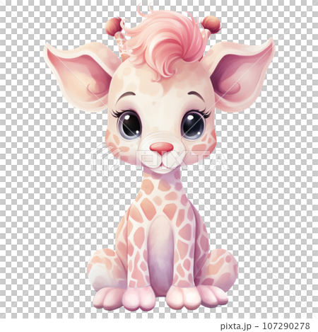 Cute giraffe kids watercolor illustration Cute giraffe kids watercolor illustration 107290278