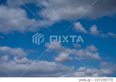 Cumulus clouds against the blue sky on a summer day. 107290770
