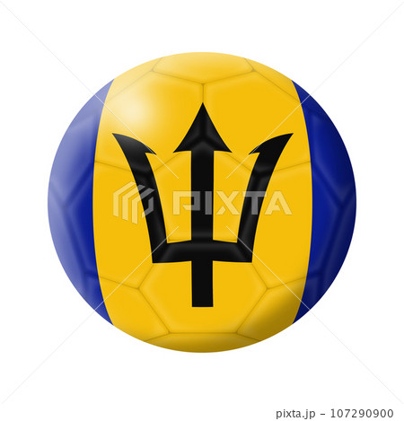 Barbados soccer ball football 3d illustration with clipping path 107290900