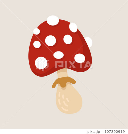 Fly agaric illustration In a cartoon flat style. Vector illustration 107290919