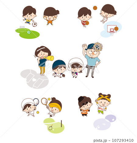 スポーツを楽しむ家族のイラスト 107293410