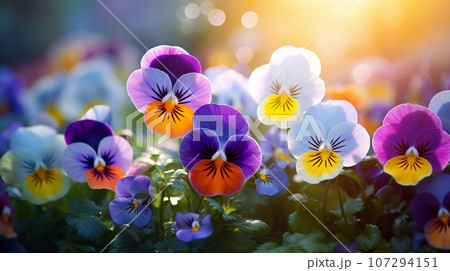 秋に咲くパンジーとビオラ 秋に咲くパンジーとビオラ 107294151