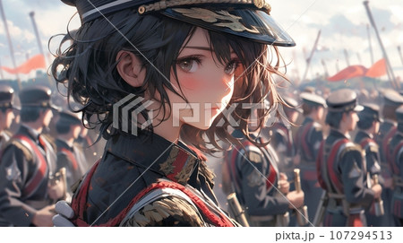 ［AI生成画像］軍服を着た黒髪少女3 107294513