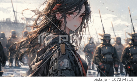 ［AI生成画像］軍服を着た黒髪少女7 107294519