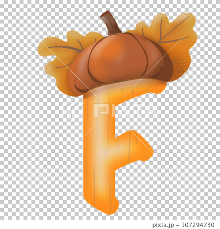 Letters A-Z with oak tree seeds in autumn season 107294730