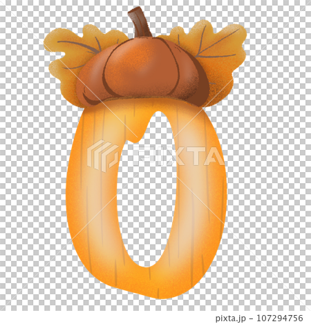 Letters A-Z with oak tree seeds in autumn season 107294756