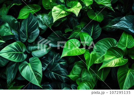 Nature leaves, green tropical forest, background 107295135