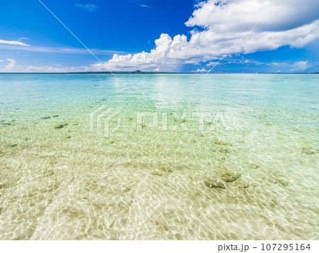 【夏】白い砂浜と青い海のビーチ　沖縄 107295164