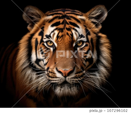 Tiger face on black background Tiger face on black background 107296102
