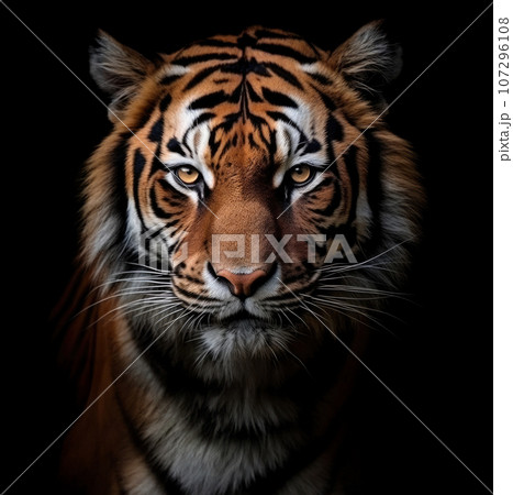 Tiger face on black background Tiger face on black background 107296108