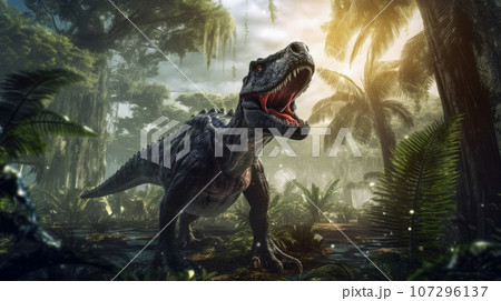 Majestic dinosaur in a fantasy landscape 107296137