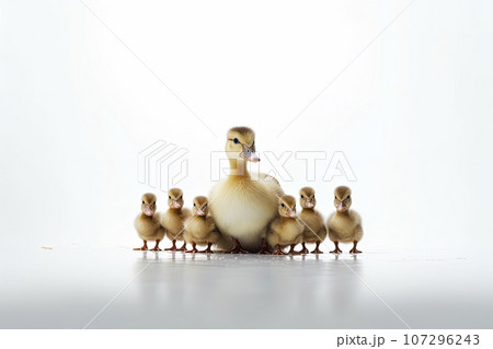 Family of ducks on isolate background 107296243