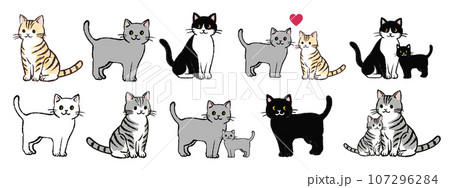 猫のイラスト素材セット	 107296284