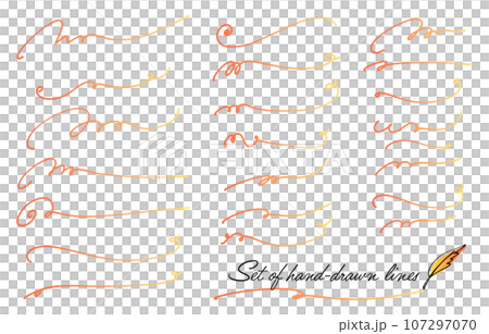 Set of hand-drawn decorative lines (warm color gradation) Set of hand-drawn decorative lines (warm color gradation) 107297070