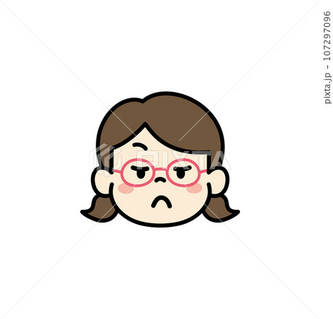 子ども 顔 アイコン イラスト 睨むのイラスト素材 [107297096] - PIXTA