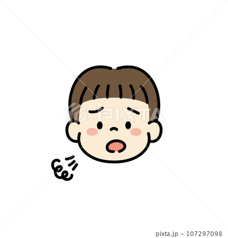 子ども　顔　アイコン　イラスト　ため息 107297098