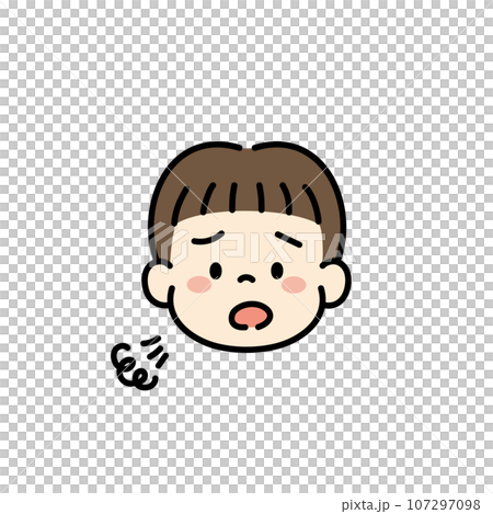 子ども　顔　アイコン　イラスト　ため息 107297098