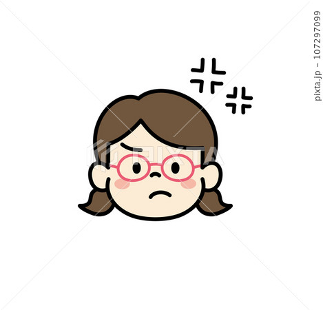 子ども　顔　アイコン　イラスト　イライラ 107297099