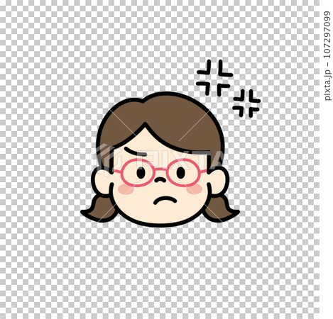 子ども　顔　アイコン　イラスト　イライラ 107297099