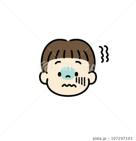 子ども　顔　アイコン　イラスト　怖がる 107297103