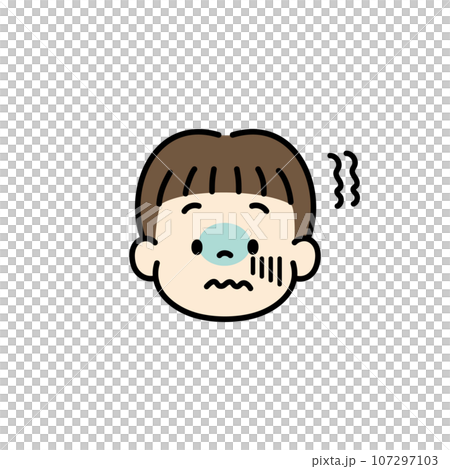 子ども　顔　アイコン　イラスト　怖がる 107297103
