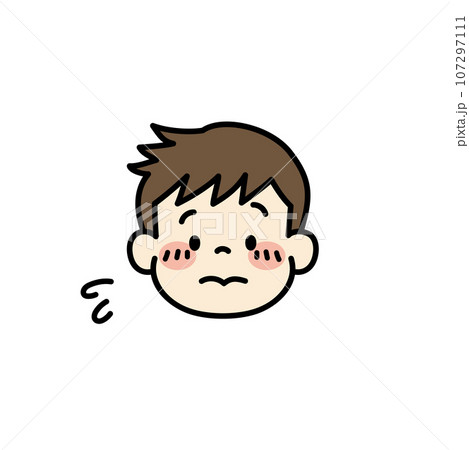 子ども　顔　アイコン　イラスト　恥ずかしい 107297111