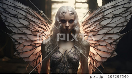 Beautiful young adult girl with wings, sexy angel costume for Halloween AI Beautiful young adult girl with wings, sexy angel costume for Halloween AI 107297540