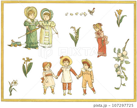 【希少】1915年　可愛いイラストがたっぷり　アンティーク　絵本 超稀少1888年アンティーク美しい挿絵の絵本 少女 洋書モード