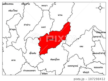 Uttaradit  map province northeast part of Thailand asia 107298412
