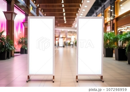 Billboard mockup in shopping mall. Generative Ai 107298959
