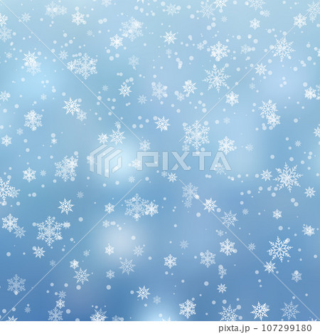 Christmas, Snowy background with falling snow, snowflakes, snowdrift for winter and new year holidays. Vector Christmas, Snowy background with falling snow, snowflakes, snowdrift for winter and new year holidays. Vector 107299180