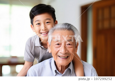 Happiness Grandson with grandfather generative ai 107299252